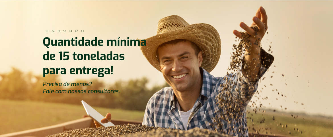 Quantidade mínima de 15 tonaladas para entrega! Precisa de menos? Fale com nossos consultores.